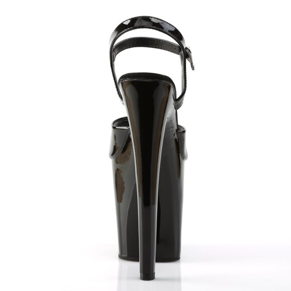 Pleaser Xtreme-809 8" Heel, 4" Platform Black Patent Platform Ankle Strap Sandal - Picture 4 of 5